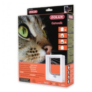 CAT-FLAP FOR WOODEN DOOR WITH TUNNEL - - WHITE