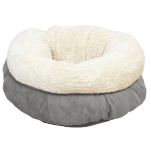 Lambswool donut cat bed - GREY