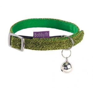 Disco Cat Collar - GREEN / XS