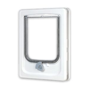 Cat-Flap For Wooden Door - 4 POSITION WHITE
