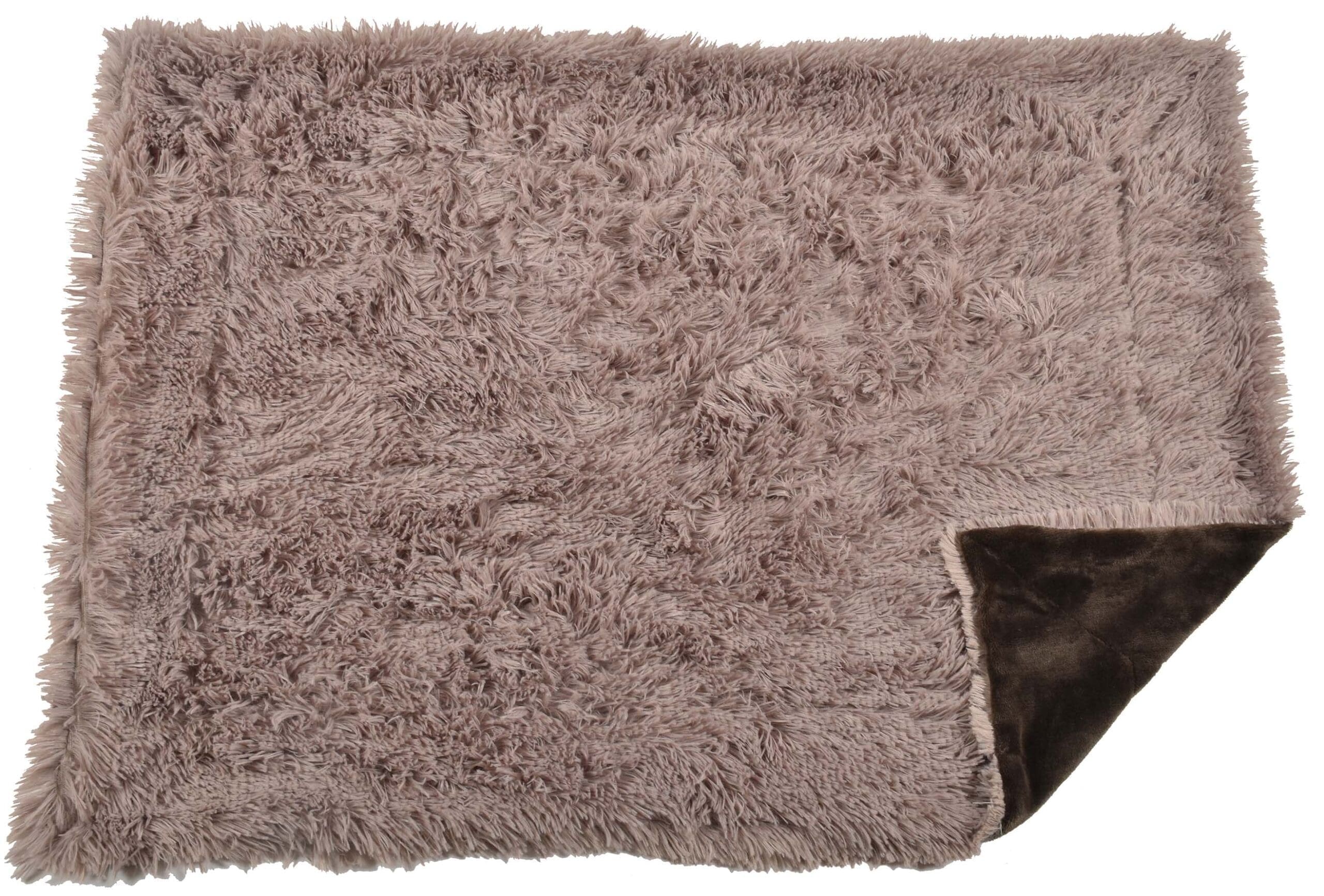3380350334640_1.jpg Plaid Furry Throw - BROWN-LARGE - Image 1