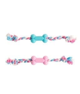 11363-home_default.jpg Duvo+ Dogtoy Puppy TPR Bone With Cotton Rope 35cm - Image 1