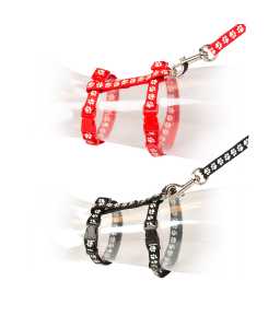 14560-home_default.jpg Duvo+ Big Cat Walking Set Paws Black/Red - 30-50cm / 12Mm - 125cm - Image 1