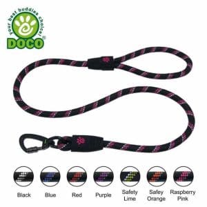DOCO Reflective Rope Leash W/ soft Rubber Handle Ver.5 - Click & Lock Snap
