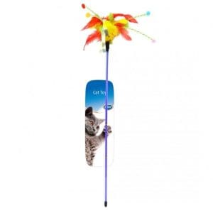 Duvo Assortment Playing Rod With Feathers Mixed Colors 62X3X1.5Cm - Cat Toy[Dimension - 62 X 3 X 1.5Cm]