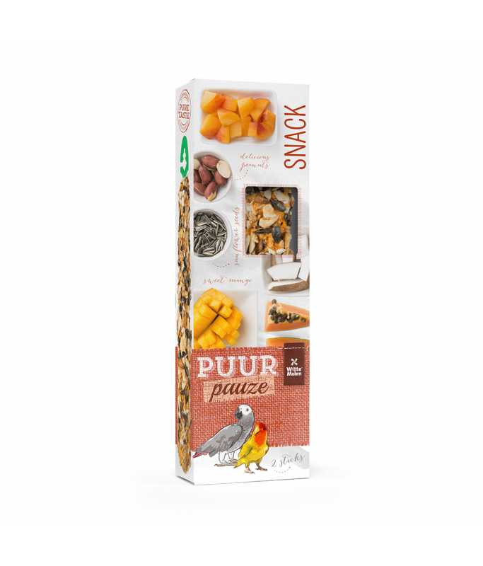 Witte Molen Puur Pauze Sticks With Papaya & Apricot For Lovebirds & Parrots 140g Witte Molen Puur Pauze Sticks With Papaya & Apricot For Lovebirds & Parrots 140g