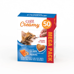 Catit Creamy Treats Mega Pack - Salmon with Prawn, 50 tubes/box