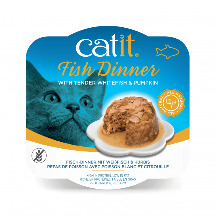 Catit Fish Dinner, Whitefish & Pumpkin Catit Dinner-6pcs/box - Whitefish & Pumpkin 80 g 6pcs/box - Image 1