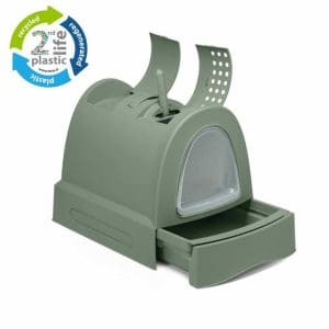 Imac Zuma Second Life Plastic Cat Toilet With Sliding Tray, 57X43.5X73Cm[Color - Sage Green]