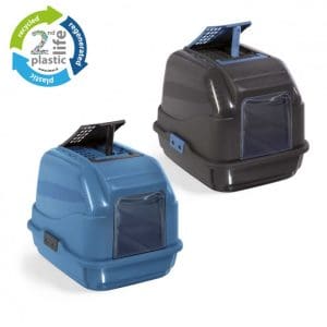 IMAC Easy Cat - Hooded Cat Toilets - Second Life Plastic - [Color - Blue, Dimension - 50 x 40 x 40cm]