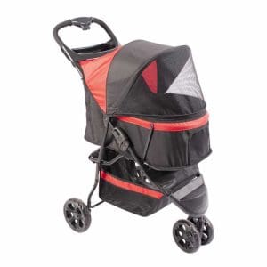 Duvo+ Pet Buggy/Stroller 3-Wheeler 79X55X99Cm - Max. 15Kg Black/Red