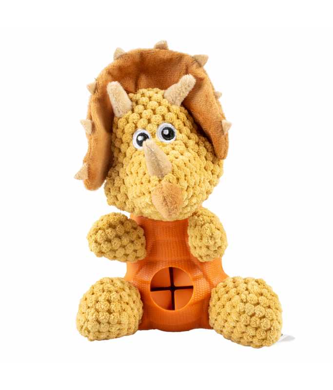 LR14574 Duvo+ Plush & Rubber Triceratops Dispenser Multicolour, 19x14x20cm - Image 1