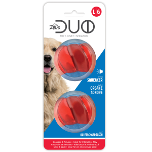 Zeus Duo Ball - 6.3cm with Squeaker, 2pk