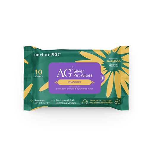 NPS04 NurturePro AG+ Silver Pet Wet Wipes -Lavender (10 Sheets/ Pack) - Image 1