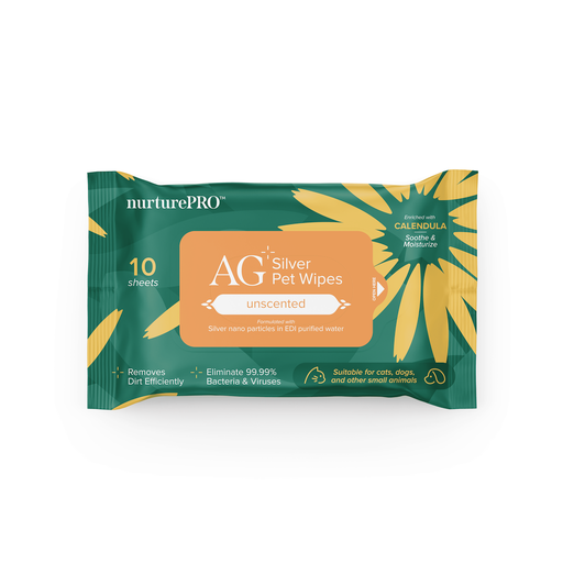 NPS11 NurturePro AG+ Silver Pet Wet Wipes -Unscented (10 Sheets/ Pack) - Image 1