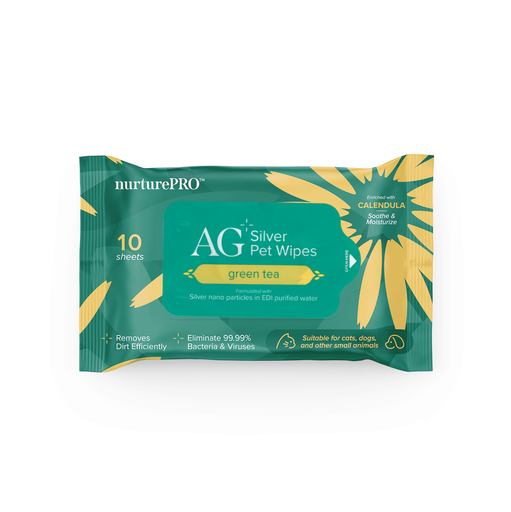 NPS16 NurturePro AG+ Silver Pet Wet Wipes -Green Tea (10 Sheets/ Pack) - Min Order : 6packs/Box - Image 1