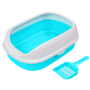 PD-85283 Pado Cat Litter Tray Curved Top With Scoop 41x31x14cm-Cyan - Image 1