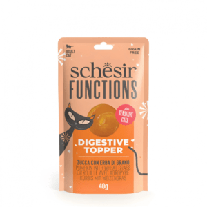Schesir Functions Cat Pouch Digestive Topper Pumpkin With Wheat Grass 40G (Min Order- 12 Pouch)