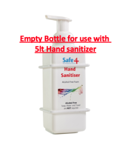 Safe4 Empty - Foam Bottle for use with Virucidal Foam Hand Sanitiser 600ml