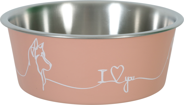 ZL475497ROS Non-Slip Love Dog Bowl - Pink 750 ml - Image 1