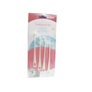 Bioline Toothbrush Set For Cats & Puppy 4 Pcs[Count - 4, Length - 15.5Cm]