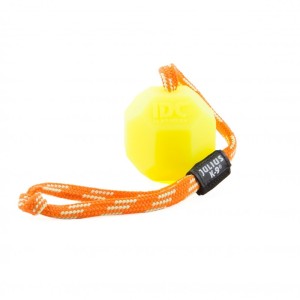 Fluorescent ball with string - - Neon yellow / diam.6 cm / Hard silicon