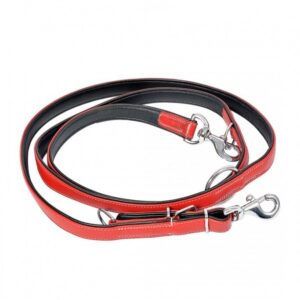 Duvo Comfy Leather Duo Leash Red 100 - 200Cm/22Mm[Dimension - 100-200Cm X 22Mm]