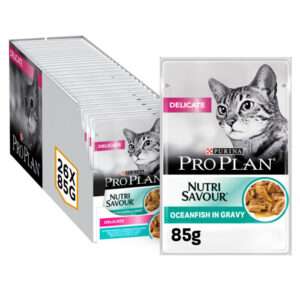 PRO PLAN DELICATE WET CAT FOOD, OCEANFISH IN GRAVY, MULTIPACK,