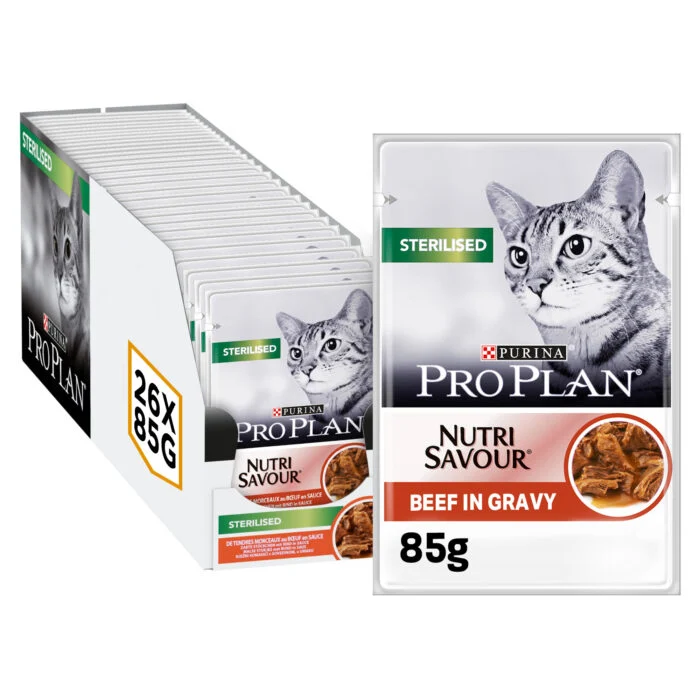 12514047 PRO PLAN STERILISED WET CAT FOOD, BEEF IN GRAVY, MULTIPACK, - Image 1