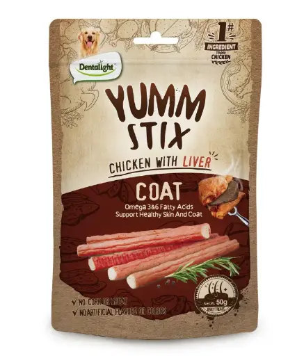 DL10844 Dentalight Yumm Stix Dog Treat 50g - Chicken With Liver - Image 1
