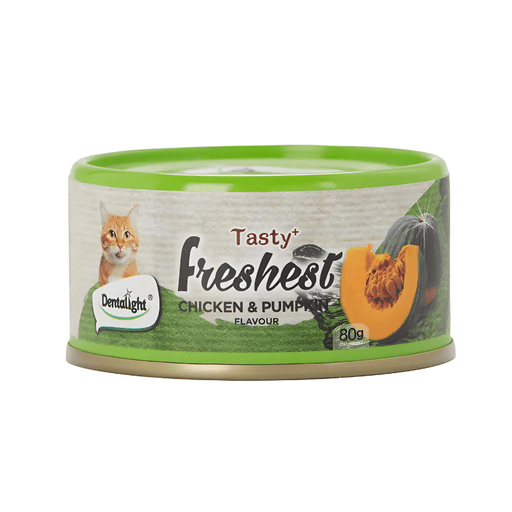 DL11544 Dentalight Tasty Freshest Cat Treat in Can Chicken & Pumpkin 6x80g – (MOQ:6pcs) – Box Code:11629 - Image 1