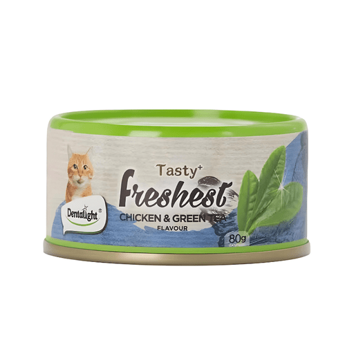 DL11551 Dentalight Tasty Freshest Cat Treat in Can Chicken & Green Tea 6x80g – (MOQ:6pcs) – Box Code:11636 - Image 1