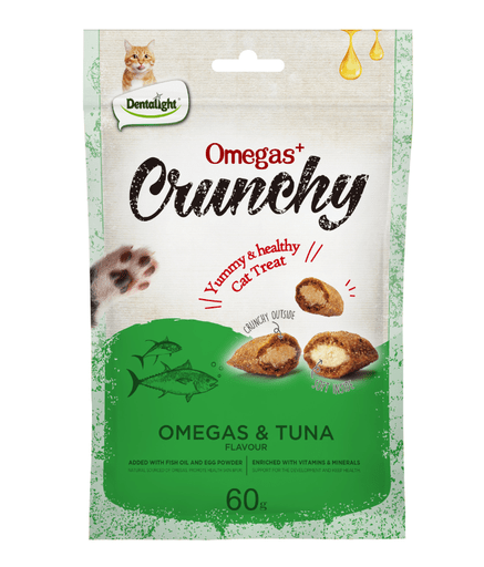 DL12343 Dentalight Omegas+ Crunchy Cat Treat 60g - Omegas & Tuna Flavour - Image 1