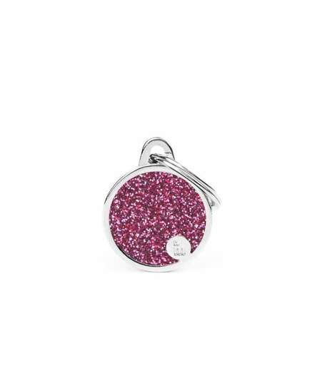 GL04SMALLPINKN MY FAMILY CERCHIO S GLITTER ROSA SHINE NEW - Image 1
