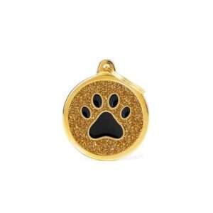 My Family Gold Big Glitter Circle Black Paw