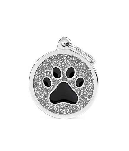 GL06GREY MY FAMILY CERCHIO GRANDE ZAMPA NERA GLITTER GRIGIO - Image 1