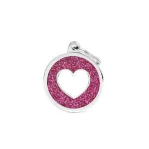 MY FAMILY CERCHIO GRANDE CUORE BIANCO GLITTER ROSA