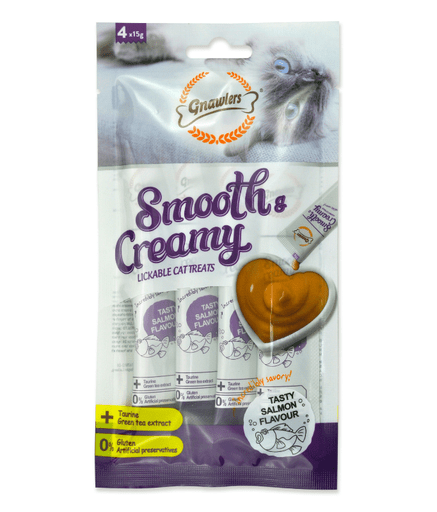 GN10738 Gnawlers Smooth & Creamy Lickable Cat Treats (4pcsx15g) - Salmon Flavour - Image 1