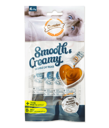 GN10752 Gnawlers Smooth & Creamy Lickable Cat Treats (4pcsx15g) - Mussel Flavour - Image 1