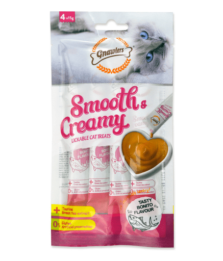 GN11360 Gnawlers Smooth & Creamy Lickable Cat Treats (4pcsx15g) - Bonito Flavour - Image 1