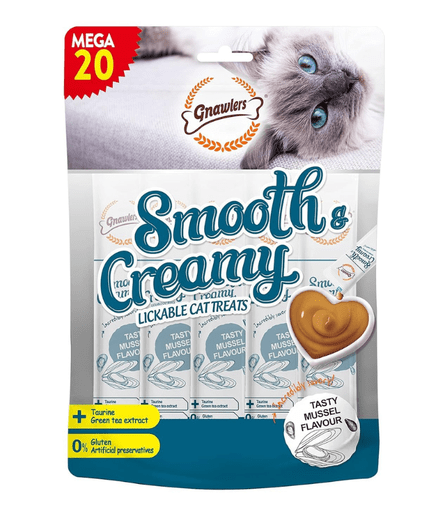 GN12008 Gnawlers Smooth & Creamy Lickable Cat Treats (20pcsx15g) - Mussel Flavour - Image 1