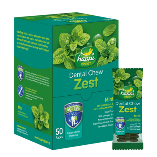 H122 Happi Doggy Dental Chew Zest-Mint-4'' (Display Box-50pcs) - Image 1