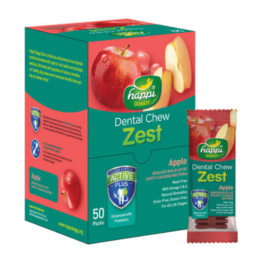H132 Happi Doggy Dental Chew Zest-Apple-4'' (Display Box-50pcs) - Image 1
