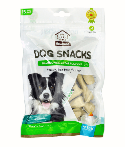 HB03013 Howbone Dog Snack -Small Bone 270g (15pcs/pack) - Milk Flavour - Image 1