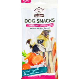 Howbone Dog Snack - Two in One Twist Stick 80g (5pcs) - Goat's Milk+Carrot Flavour