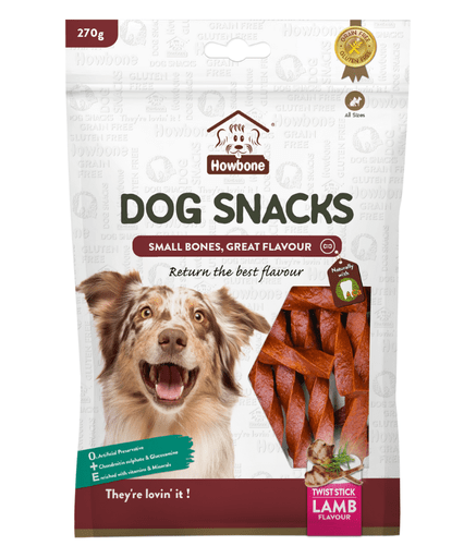 HB07233 Howbone Dog Snack -Twist Stick 270g - Lamb Flavour - Image 1