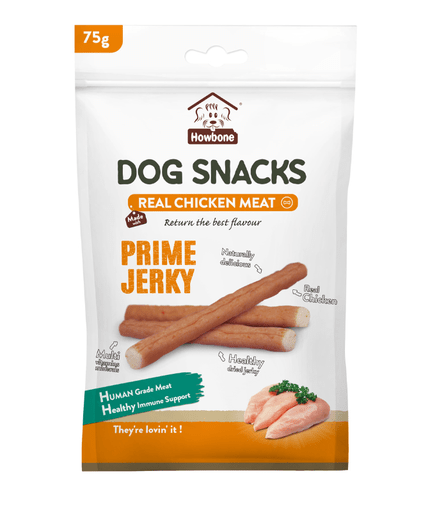 HB10271 Howbone Prime Jerky -Dog Snack 75g - Chicken Flavour - Image 1