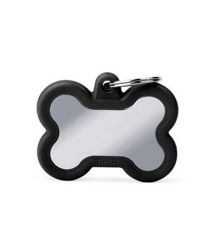 HTB01BLACK My Family Bone Chrome Plated Brass Black Rubber - Image 1