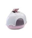IM84386 IMAC Ginger – Hooded Corner Shaped Litter Tray – 52x52x44.5 cm, Pink&White - Image 1