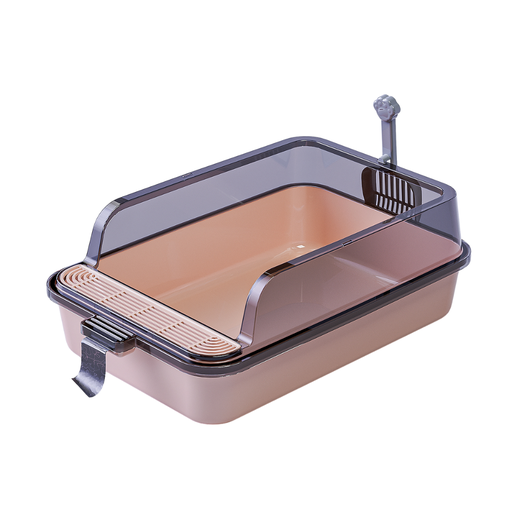 PD-84921 Pado Cat Litter Tray With Scoop M(53x34x20cm)-Brown - Image 1